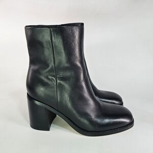 Marc Fisher Lysia Ankle Booties Womens 8.5 M Leather Block Side Zip Goth Career